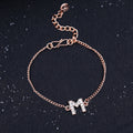 Estele Rose Gold Plated Captivating Medium 'M' Letter Bracelet with Crystals for Women