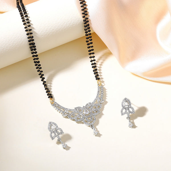 Stylish Black Beads Mangalsutra Jewelry Set – Sparkling Pendant-OSAKMS008-IRWE NKER