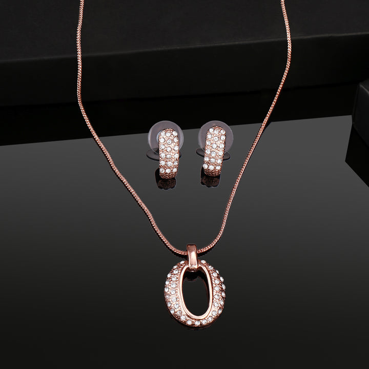 Estele Rose Gold Plated Beautiful Designer Pendant Set with Crystals for Women
