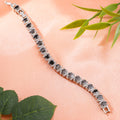 Estele Rhodium Plated CZ Stunning Bracelet with Black Stones for Women