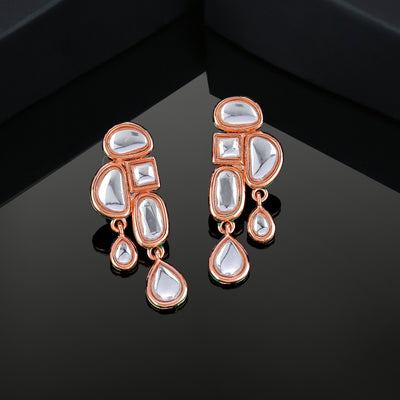 Estele Rose Gold Plated Beautiful Kundan Earrings for Women