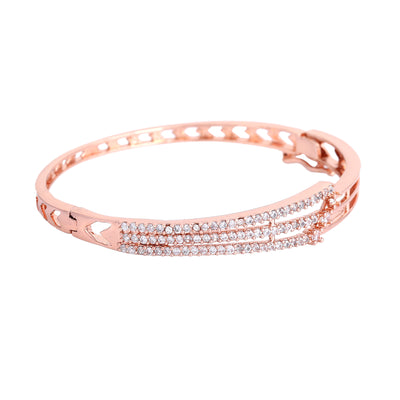 Estele Opulent Glow: Radiant American Diamond Bracelet with Glossy Rosegold Plated for Women– Lightweight & Designed for Effortless Luxury