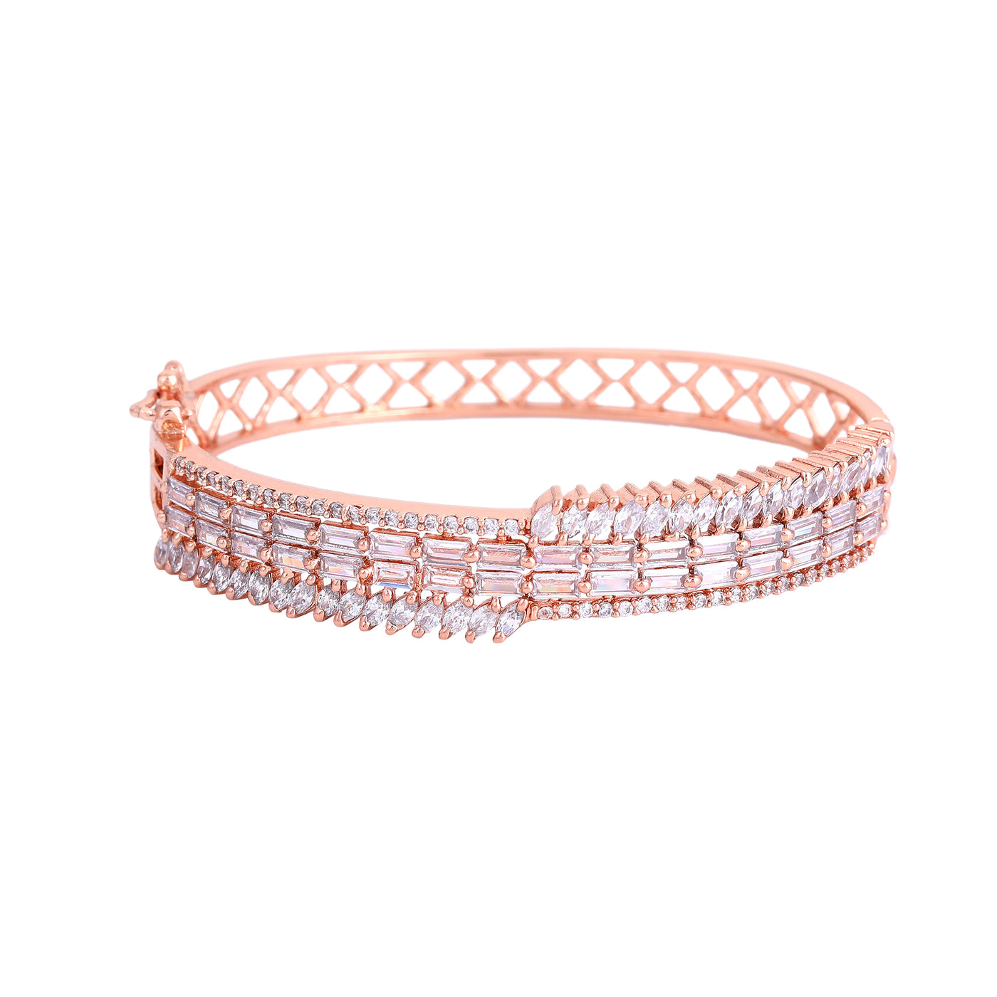 Estele Luxe Glow – Rosegold Plated Comfort Fit White American Diamond Bracelet for Girls & Women | A Masterpiece of Timeless Brilliance