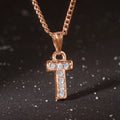 Estele Rosegold Splendid Medium 'T' Letter Pendant with Austrian Crystals for Women