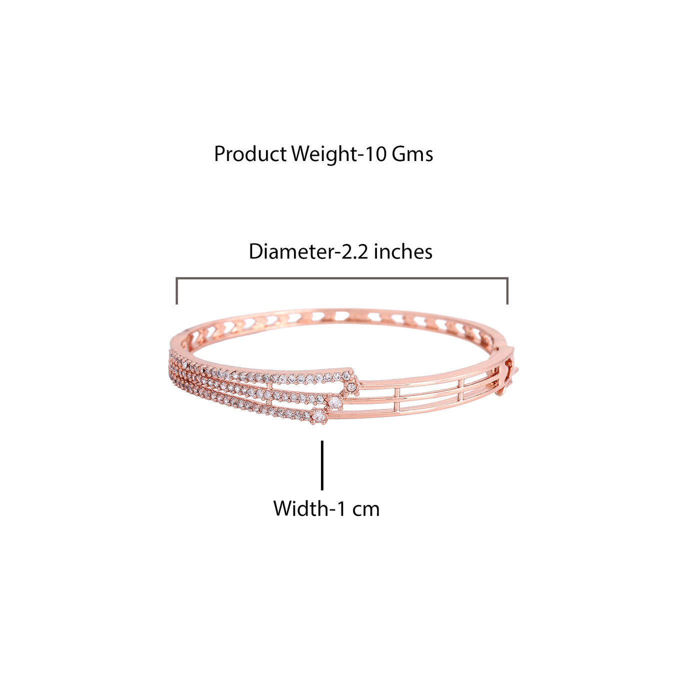 Estele Opulent Glow: Radiant American Diamond Bracelet with Glossy Rosegold Plated for Women– Lightweight & Designed for Effortless Luxury