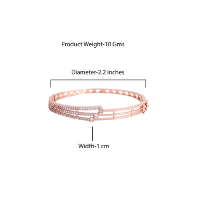 Estele Opulent Glow: Radiant American Diamond Bracelet with Glossy Rosegold Plated for Women– Lightweight & Designed for Effortless Luxury