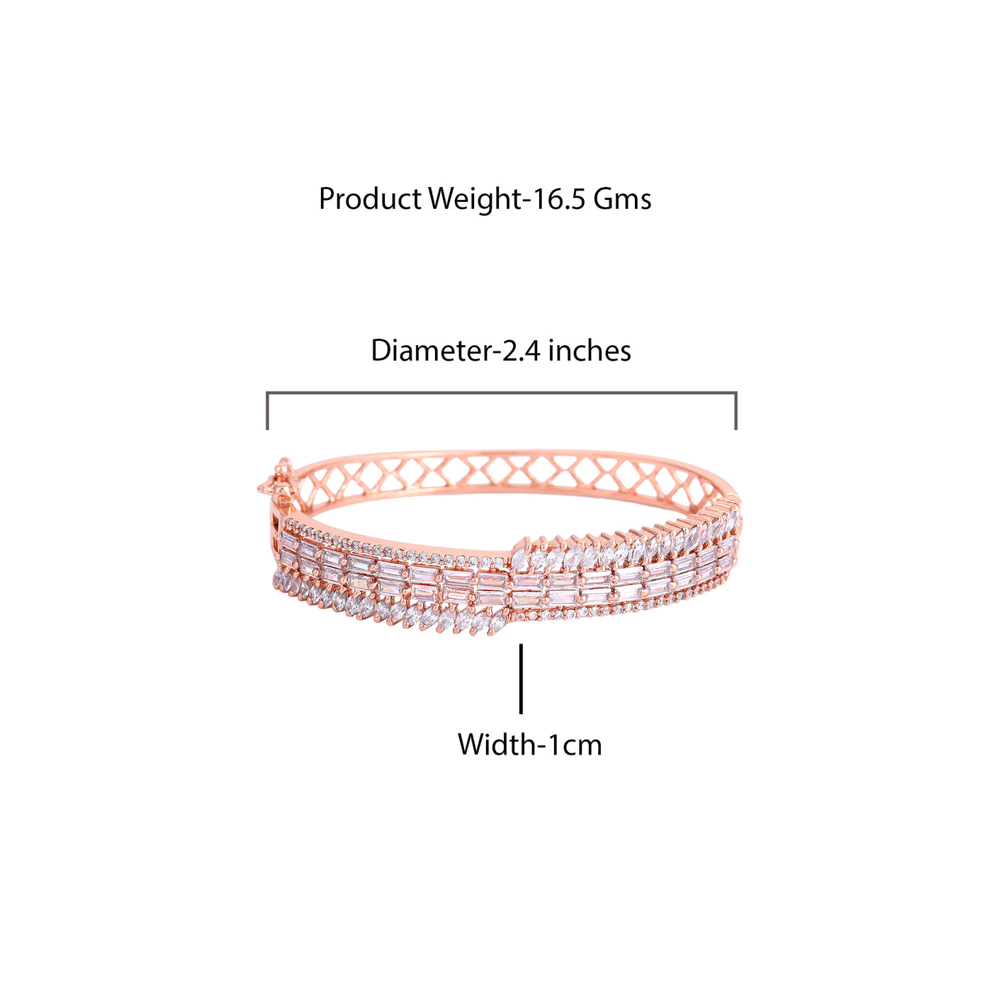 Estele Luxe Glow Rosegold Plated Comfort Fit White American Diamond Bracelet for Girls & Women | A Masterpiece of Timeless Brilliance