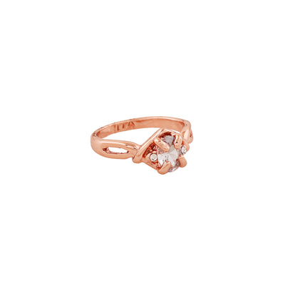 Estele Rose Gold Plated Gorgeous Finger Ring with Austrian Crystals for Women