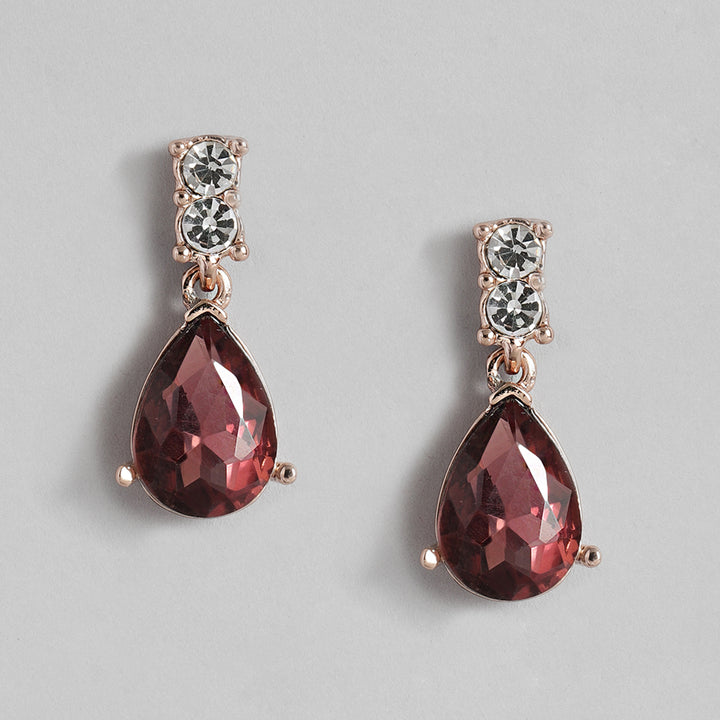 Estele Rose Gold Plated Sparkling Necklace Set with Crystals for Women