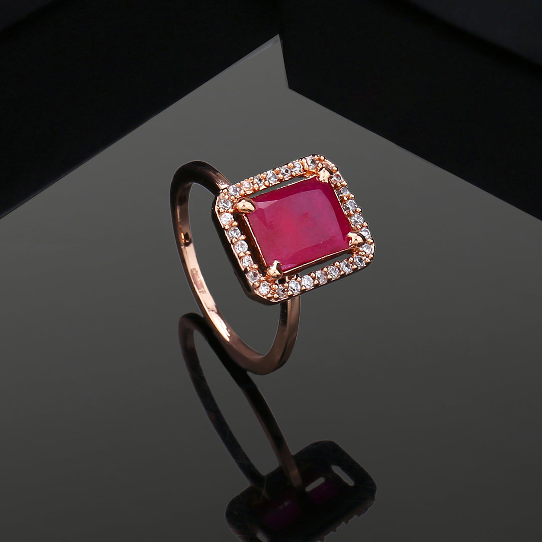 Buy Estele Rose Gold Plated Adjustable CZ Sparkling Finger