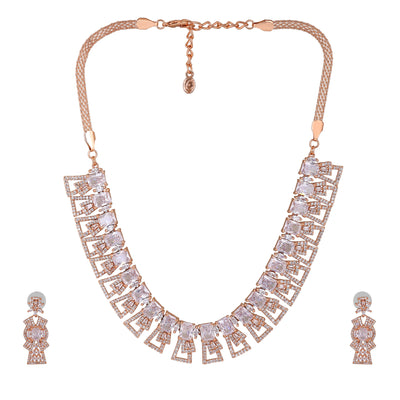Estele Rose Gold Plated CZ Ravishing necklace Set for Women