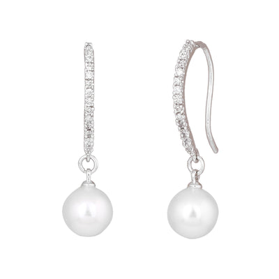 Pearl Drop Hoop Earrings