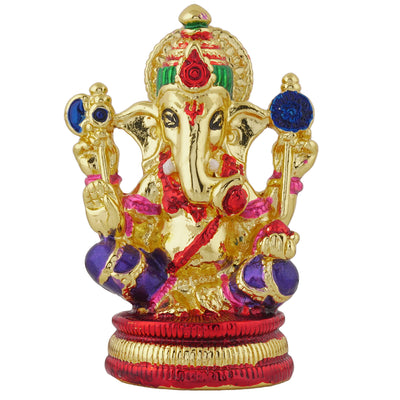 Estele Gold Plated Enamel Holy Ganesh Idol