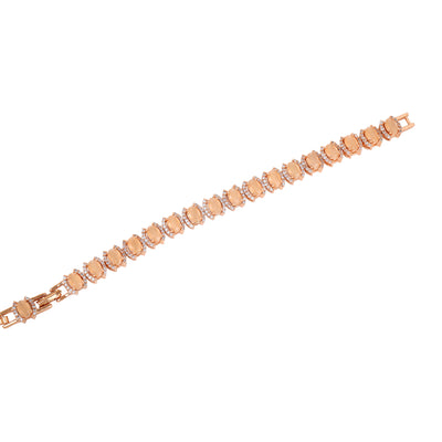 Estele Rose Gold Plated CZ Dazzling Bracelet with Mint Orange Stones for Women