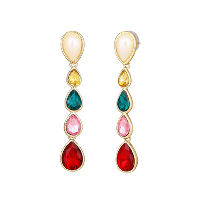 Gift Multicolour Gemstone Crystals Drop Earrings