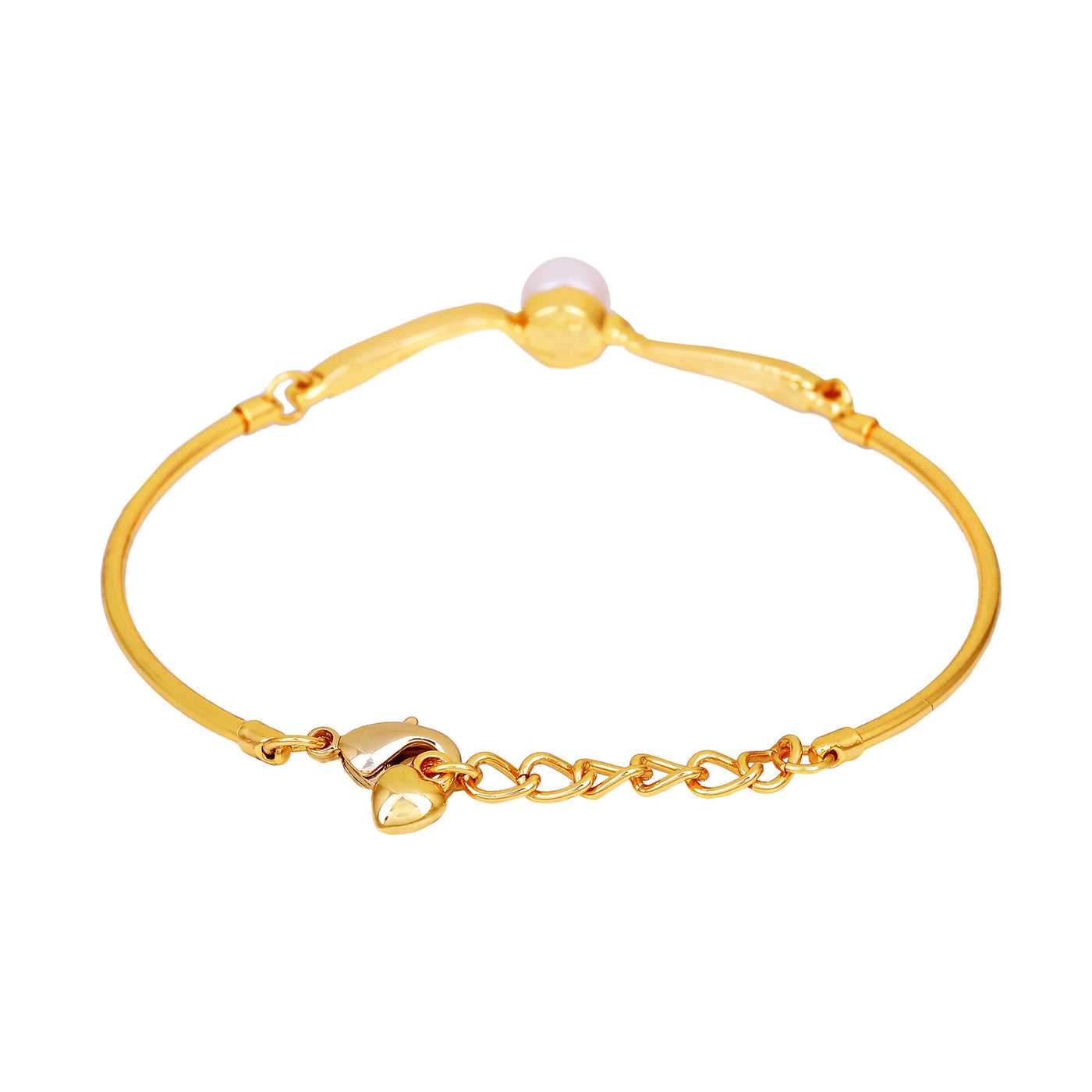 Gold Plated Single Pearl Studded Bracelet