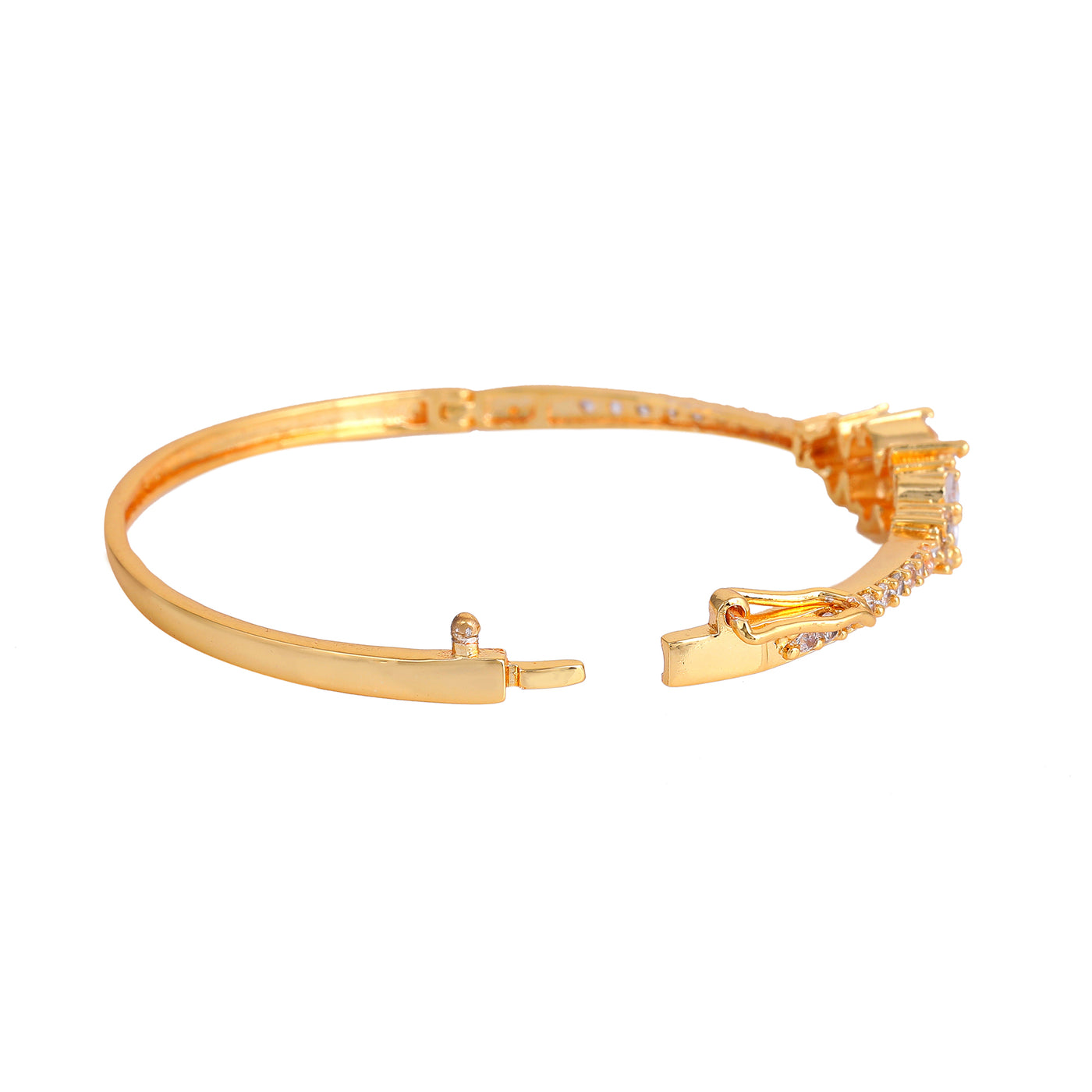 Estele Eternal Spark: Sleek & Dazzling Gold Plated American Diamond Bracelet for Women– A Fusion of Lightweight Luxury & Style