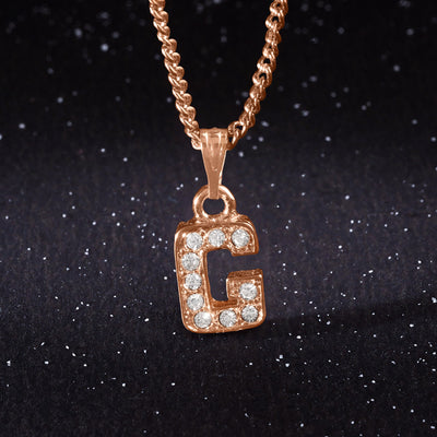 Estele Rosegold Splendid Medium 'G' Letter Pendant with Austrian Crystals for Women