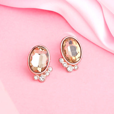 Estele Rose Gold Plated Dazzling Stud Earrings for Women