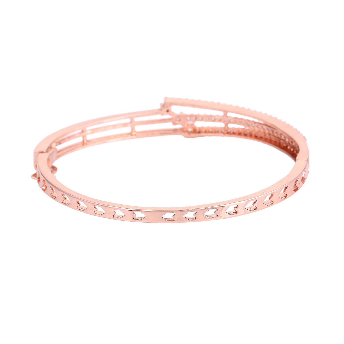 Estele Opulent Glow: Radiant American Diamond Bracelet with Glossy Rosegold Plated for Women– Lightweight & Designed for Effortless Luxury