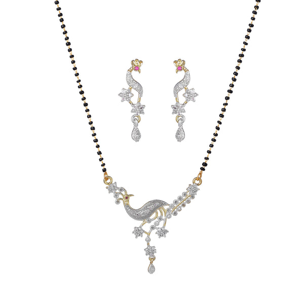 Premium Peacock Mangalsutra Jewelry Set – Elegant Black Beads Necklace-OSAKMS003-2TNWE NKER