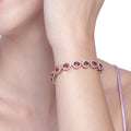 Estele Rose Gold Plated CZ Classic Drop Designer Bracelet with Tourmaline Pink Stones for Women