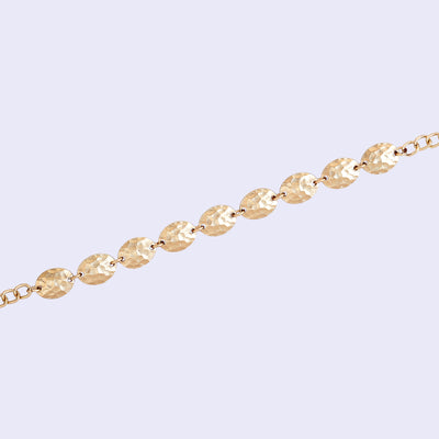 Estele Gold Tone Stunning Elliptical Design Interconnected Adjustable Beaten Gold Bracelet for Women