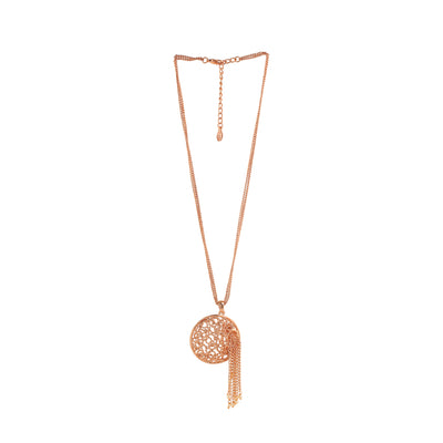 Estele Rose Gold Plated Macrame Patterned Circle Designer Necklace Set for Women