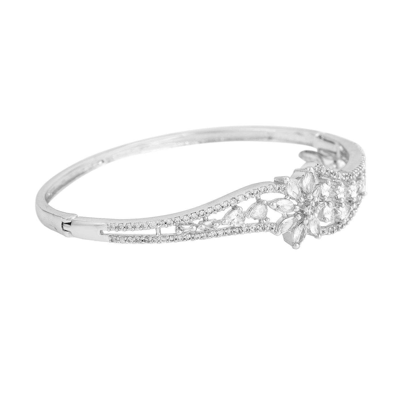 Estele Glowing Sophistication: Elegant American Diamond Bracelet with Classic Rhodium Finish for Women– Designed for Effortless Comfort & Timeless Charm