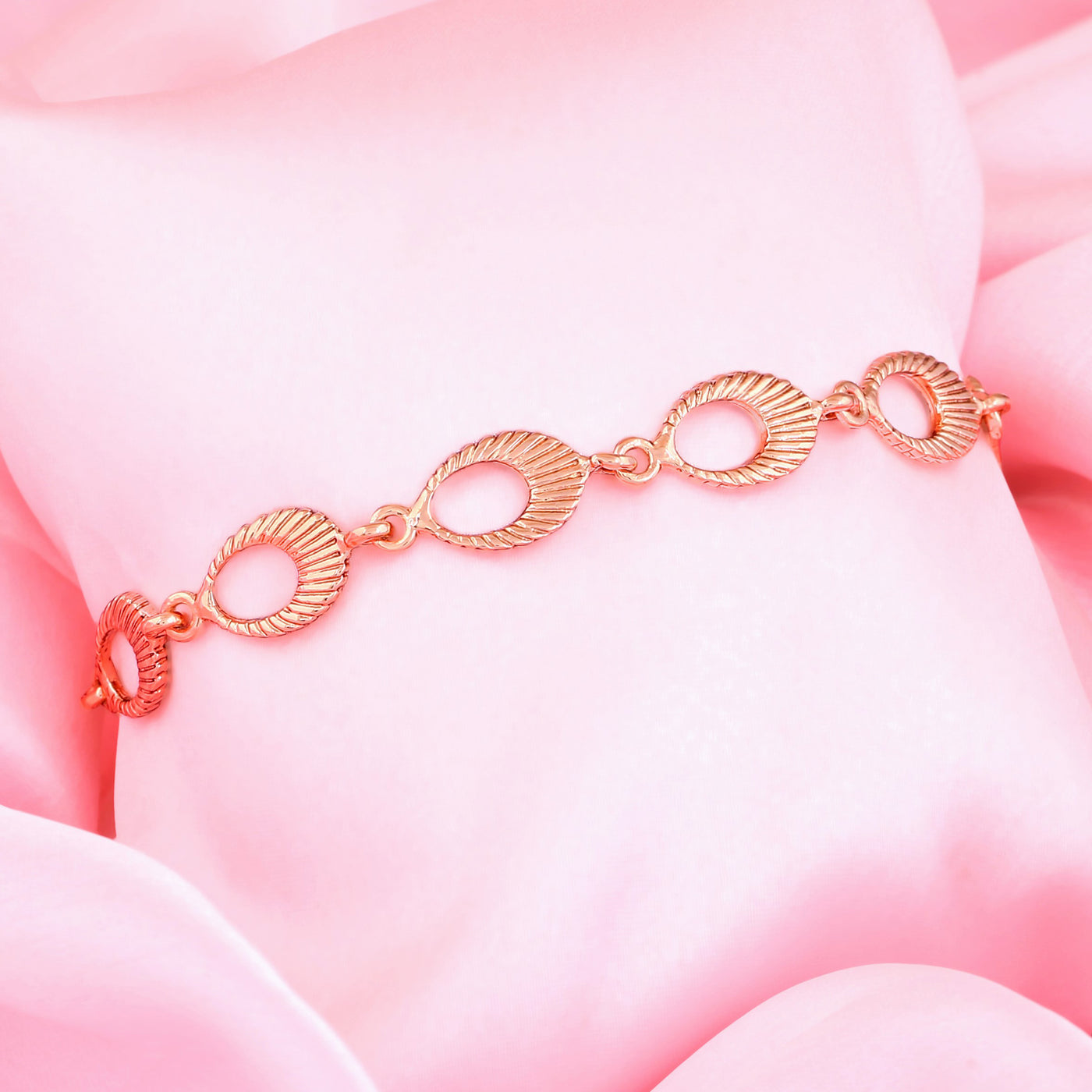 Estele Rose Gold Plated Striking Patterned Bracelet for Women