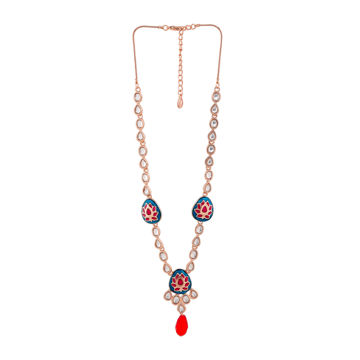 Estele Rose Gold Plated Gorgeous Kundan Necklace Set for Women