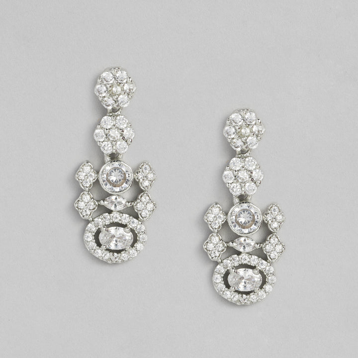 Estele Rhodium Plated CZ Bright In White Necklace Set for Women