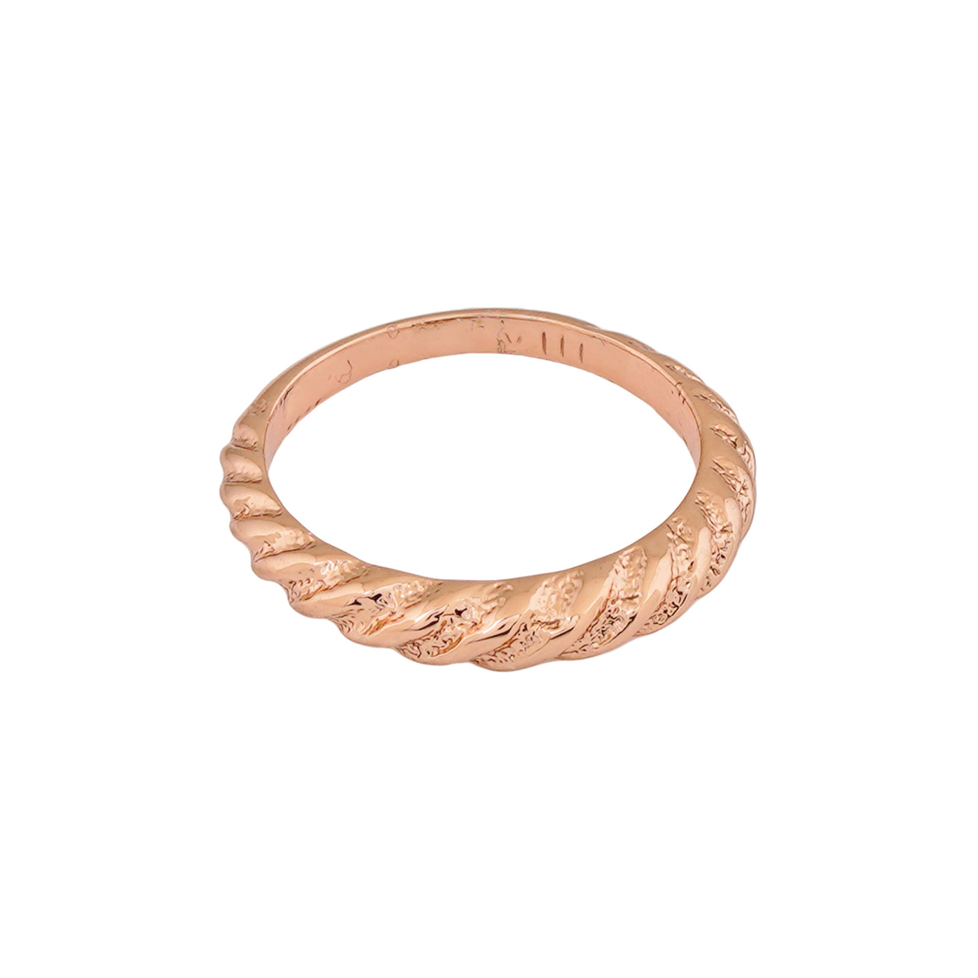 Estele Rose Gold Plated Twisted Textured Finger Ring for Women