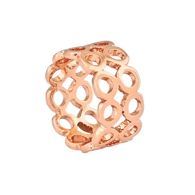 Estele Rose Gold Plated Mesh Designer Finger Ring for Women