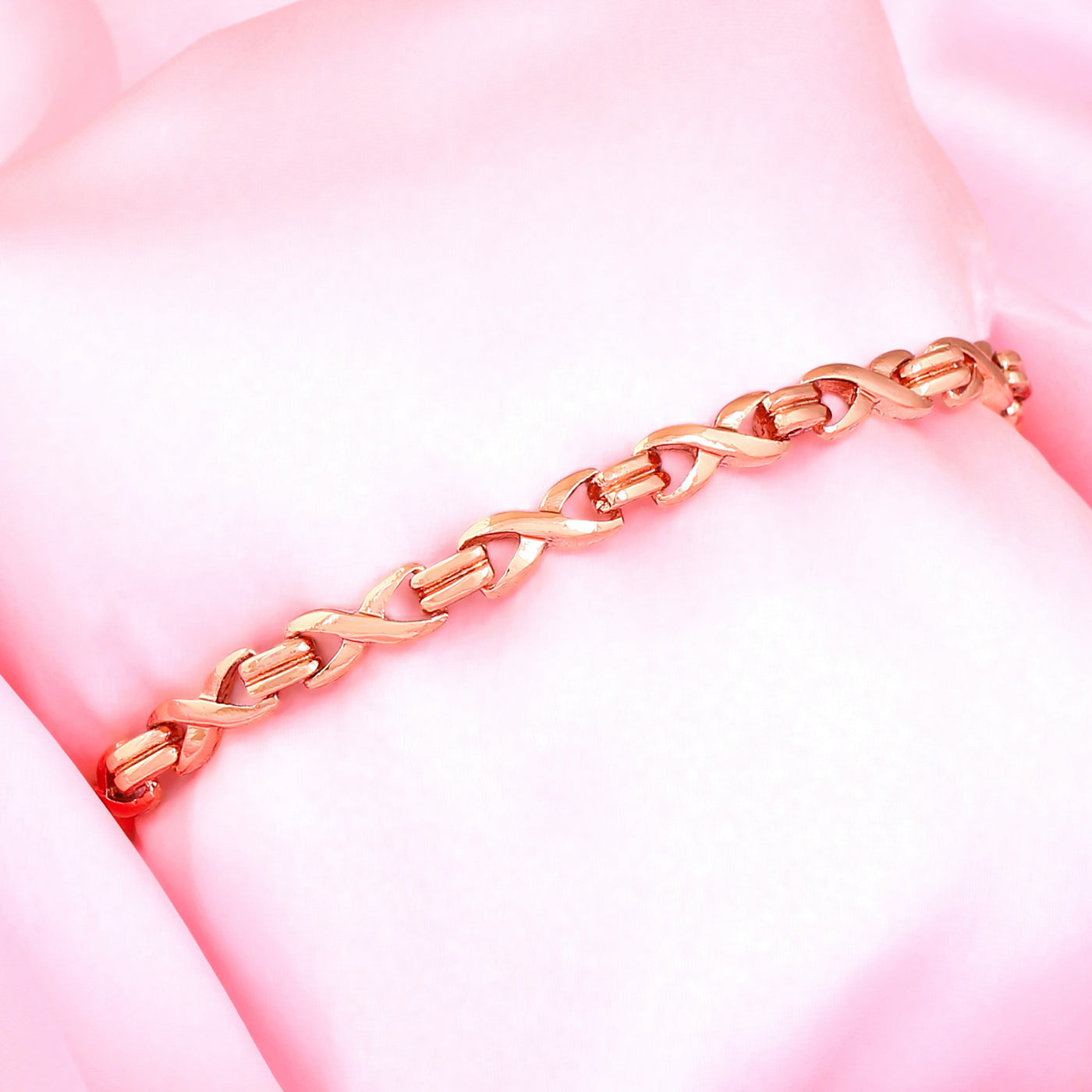 Estele Rose Gold Plated Bridged Iternity Bracelet for women