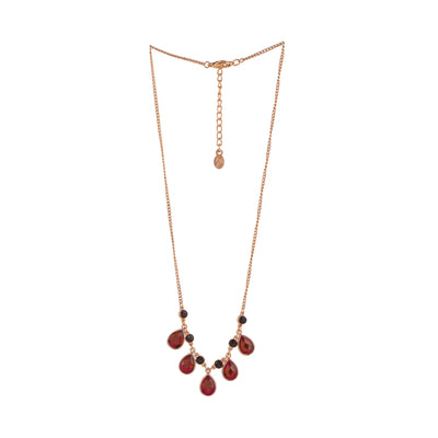 Estele Rose Gold Plated Tear Drop Shaped Necklace Set with Austrian Crystals for Women