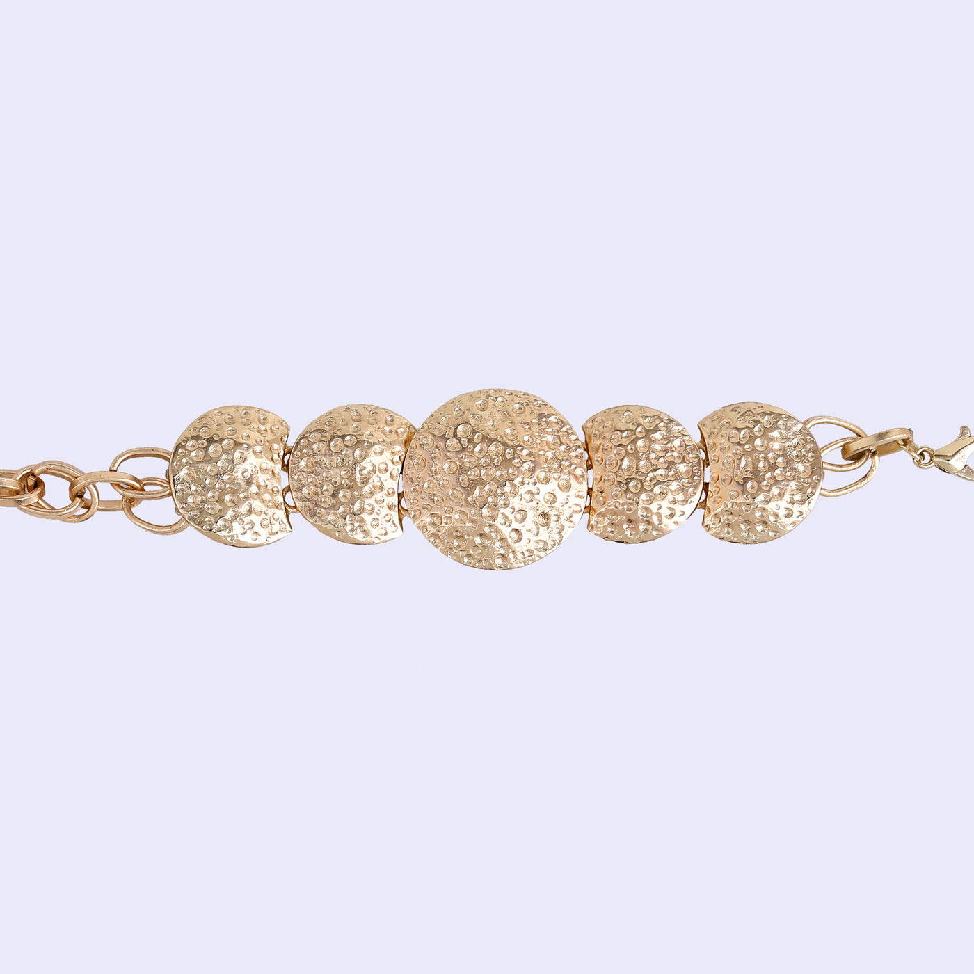 Estele Gold Tone Stylish Circular Pattern Chunky Adjustable Beaten Gold Bracelet for Women