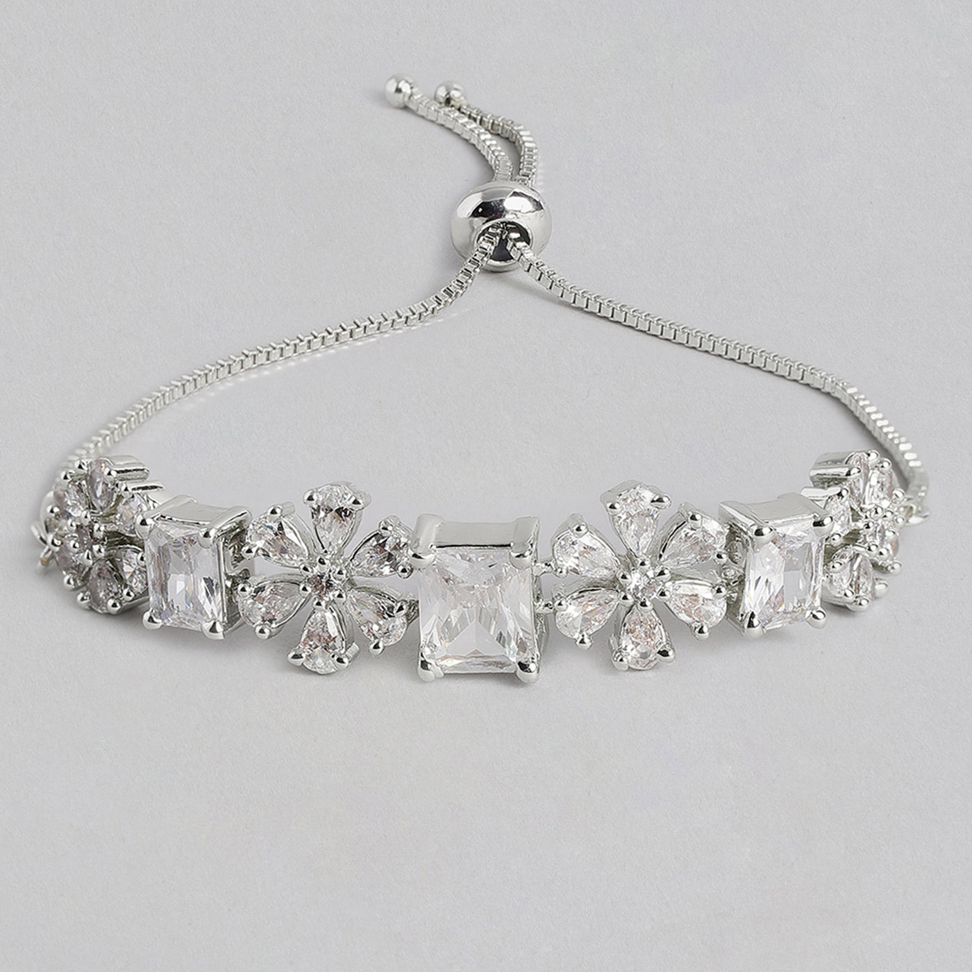 Estele Rhodium Plated CZ Fascinating Designer Bracelet for Women