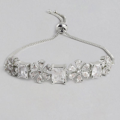 Estele Rhodium Plated CZ Fascinating Designer Bracelet for Women