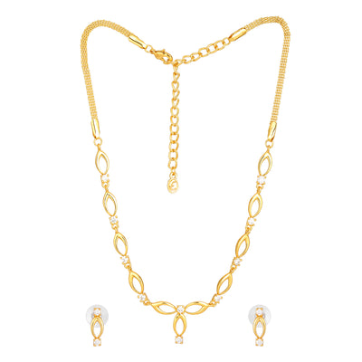 Estele 24 Kt Gold Plated Oval Loops with Austrian Crystal Necklace Set for Women