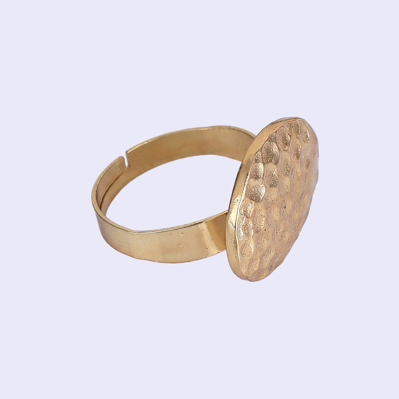 Estele Gold Tone Stylish Elliptical Design Beaten Gold Finger Ring for Women(Adjustable)