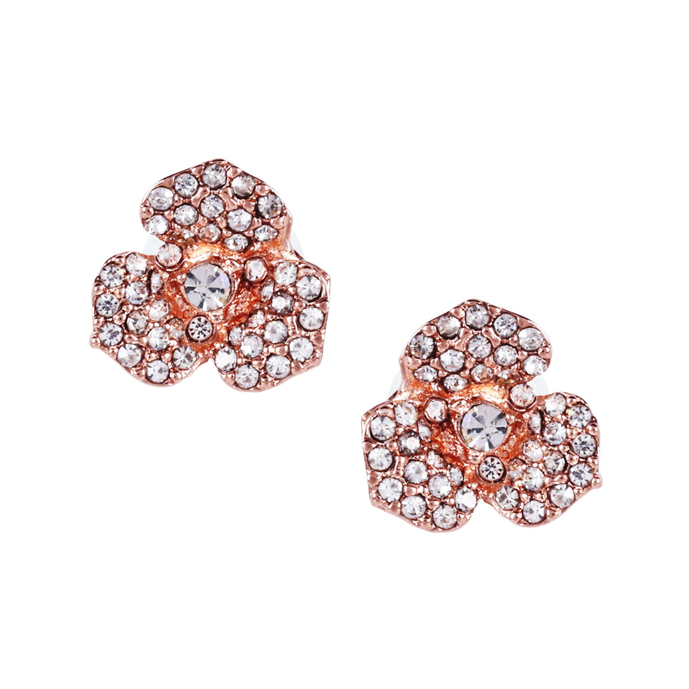 Estele Valentine ROSE Special Luxurious Rosegold Finish Floral Rose Stud Earrings for Women with Shining White Austrian Crystals A Perfect Gift of Love