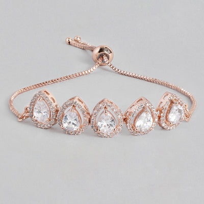 Estele Rose Gold Plated CZ Precious Pears Bracelet for Women