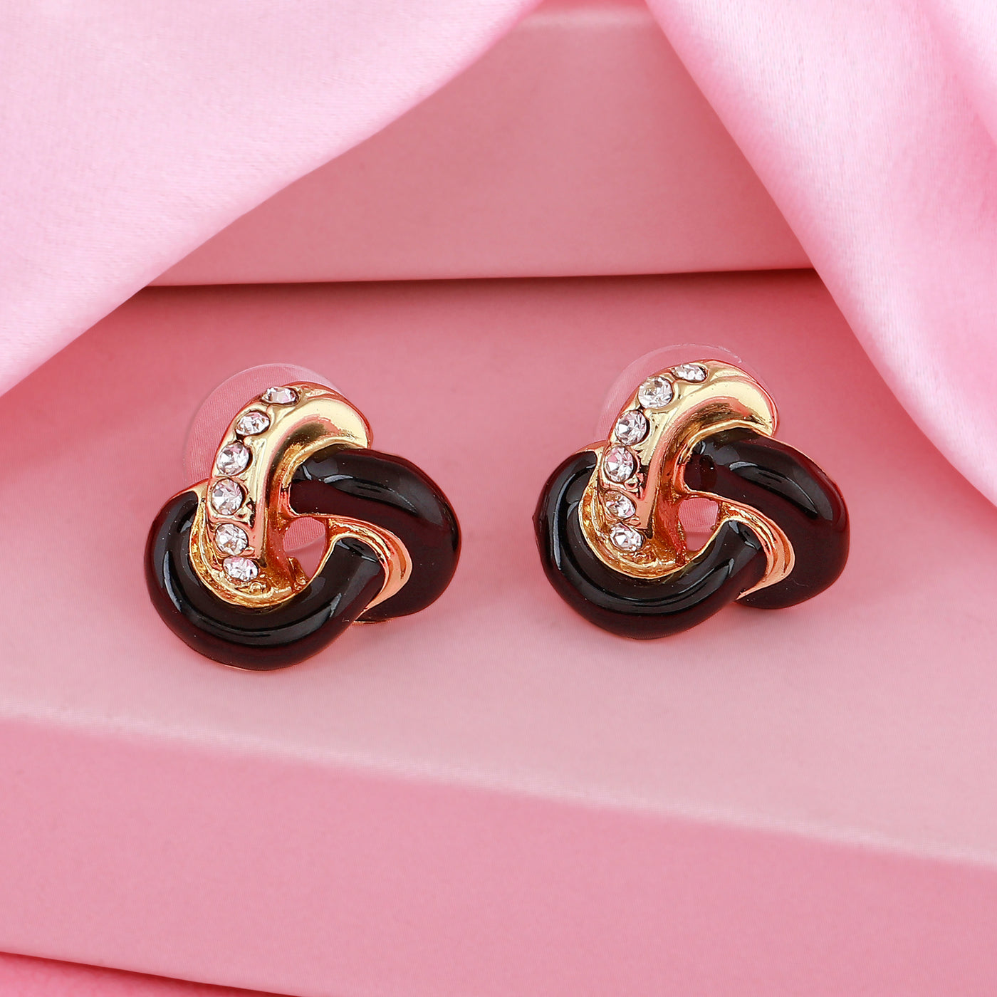 Estele Black colour interlocked fancy earrings for women