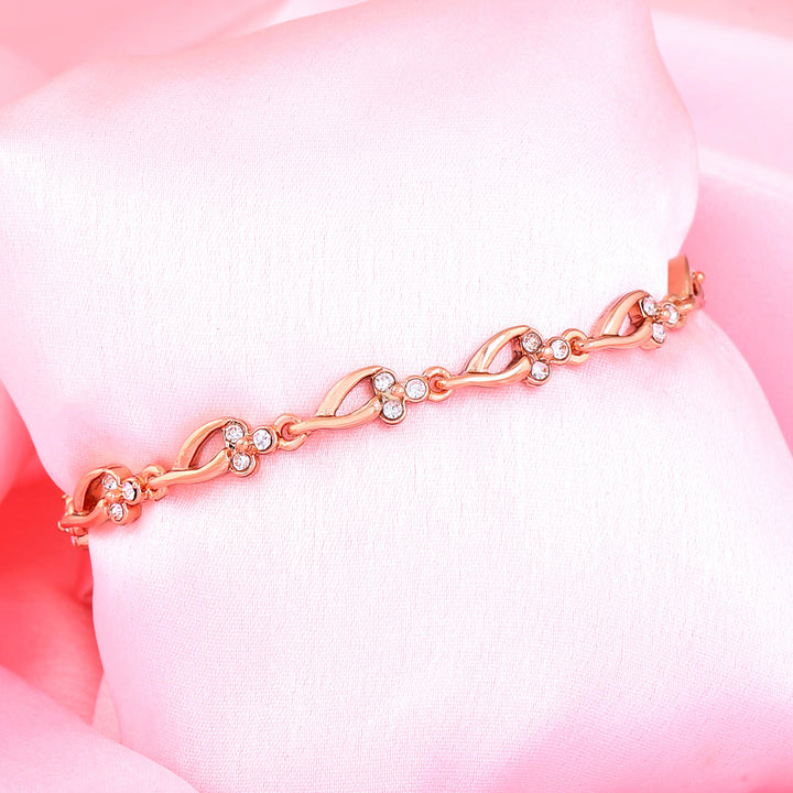 Estele Rose Gold Plated Gorgeous Bracelet with Crystals for Women