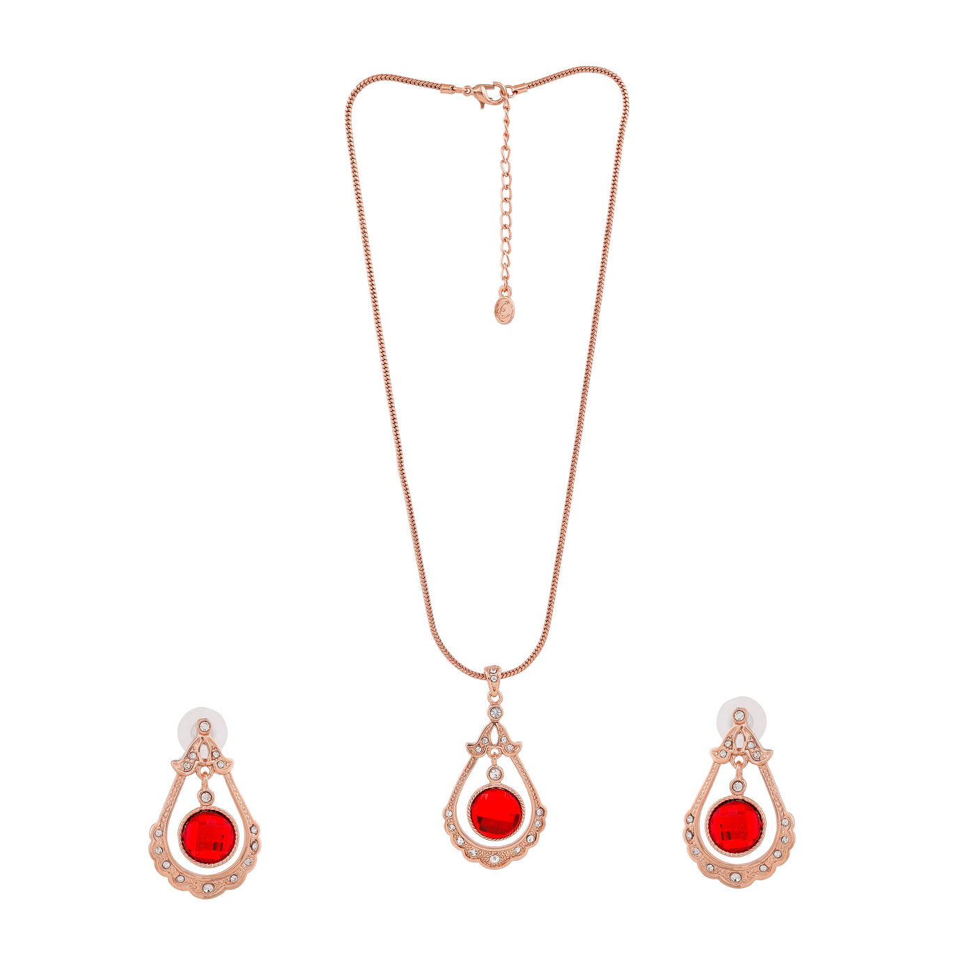 Estele Rose Gold Plated Gorgeous Drop Necklace Set for Women