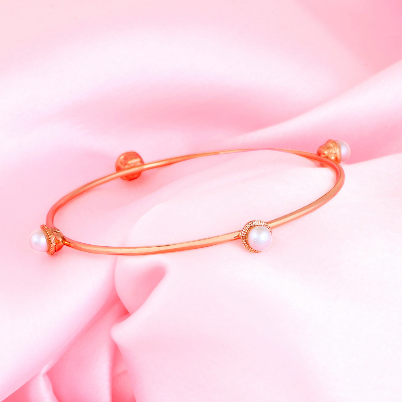 Estele Rose Gold Plated Stylish Bracelet with Pearl for Women