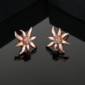 Estele Rose Gold Plated Star Shaped Stud Earrings with Crystals for Women
