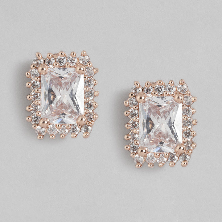 Estele Rose Gold Plated CZ Square Designer Pendant Set for Women