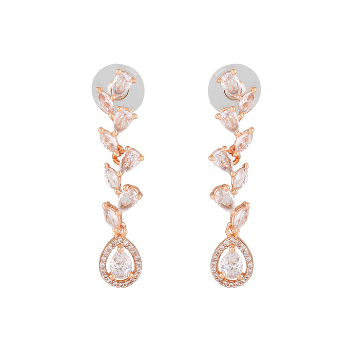 Estele Rose Gold Plated CZ Sparkling Earrings for Women